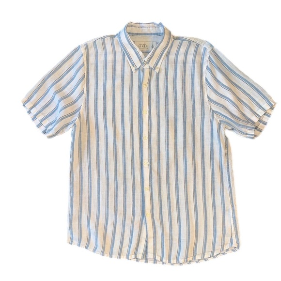 Abercrombie & Fitch Men's Striped Button Down Shirt - Blue and White - Picture 1 of 6